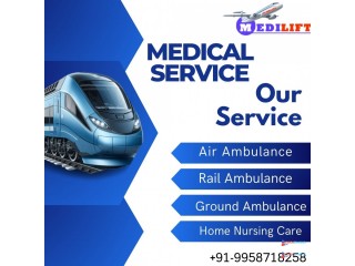 The Medilift Train Ambulance Service in Delhi provides a distinctive and affordable