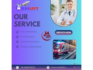 Get Medilift Train Ambulance in Guwahati medical transportation services in advance